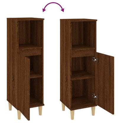 Armadietto Bagno Rovere Marrone 30x30x100 cm Legno Multistrato | homemem39
