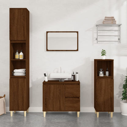 Armadietto Bagno Rovere Marrone 30x30x100 cm Legno Multistrato | homemem39