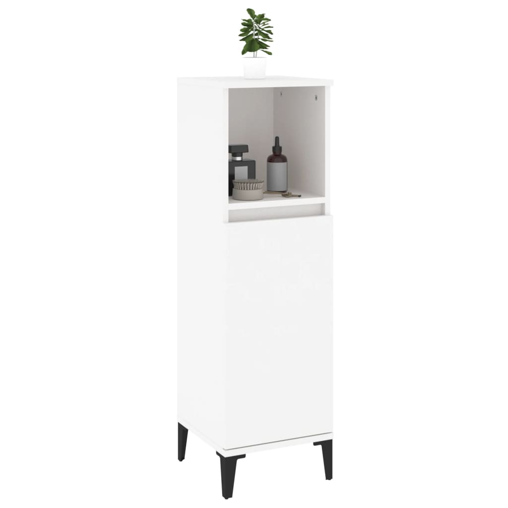 Armadietto da Bagno Bianco 30x30x100 cm in Legno Multistrato | homemem39