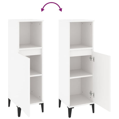 Armadietto da Bagno Bianco 30x30x100 cm in Legno Multistrato | homemem39