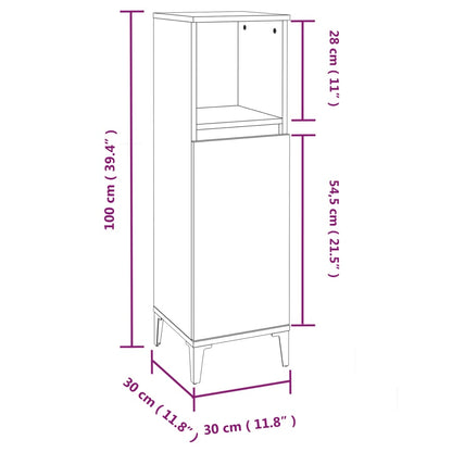 Armadietto Bagno Rovere Fumo 30x30x100 cm in Legno Multistrato - homemem39