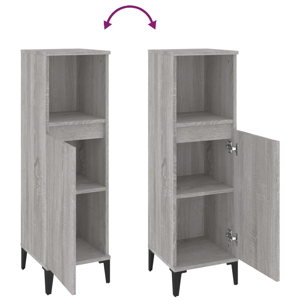 Armadietto Bagno Grigio Sonoma 30x30x100cm in Legno Multistrato - homemem39