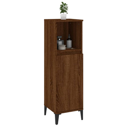 Armadietto Bagno Rovere Marrone 30x30x100 cm Legno Multistrato - homemem39