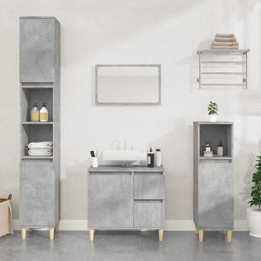 Armadietto da Bagno Grigio Cemento 65x33x60cm Legno Multistrato - homemem39