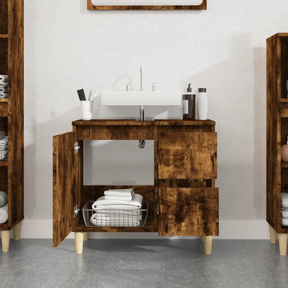 Armadietto Bagno Rovere Fumo 65x33x60 cm in Legno Multistrato | homemem39