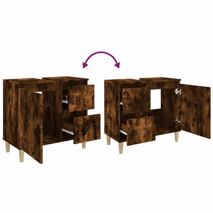 Armadietto Bagno Rovere Fumo 65x33x60 cm in Legno Multistrato | homemem39