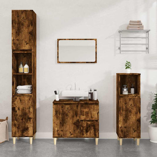 Armadietto Bagno Rovere Fumo 65x33x60 cm in Legno Multistrato | homemem39