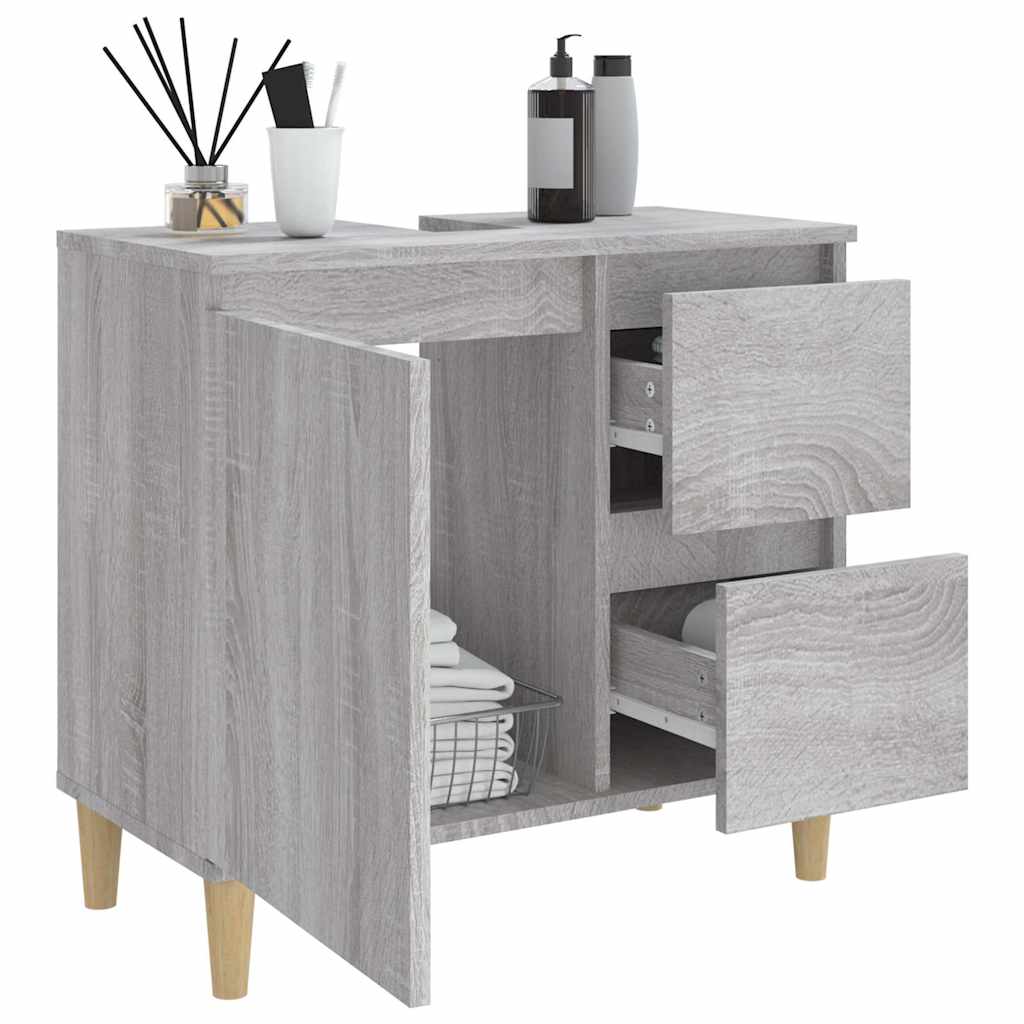 Armadietto Bagno Grigio Sonoma 65x33x60 cm in Legno Multistrato