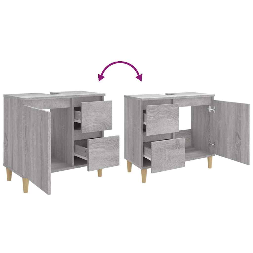 Armadietto Bagno Grigio Sonoma 65x33x60 cm in Legno Multistrato