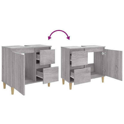 Armadietto Bagno Grigio Sonoma 65x33x60 cm in Legno Multistrato