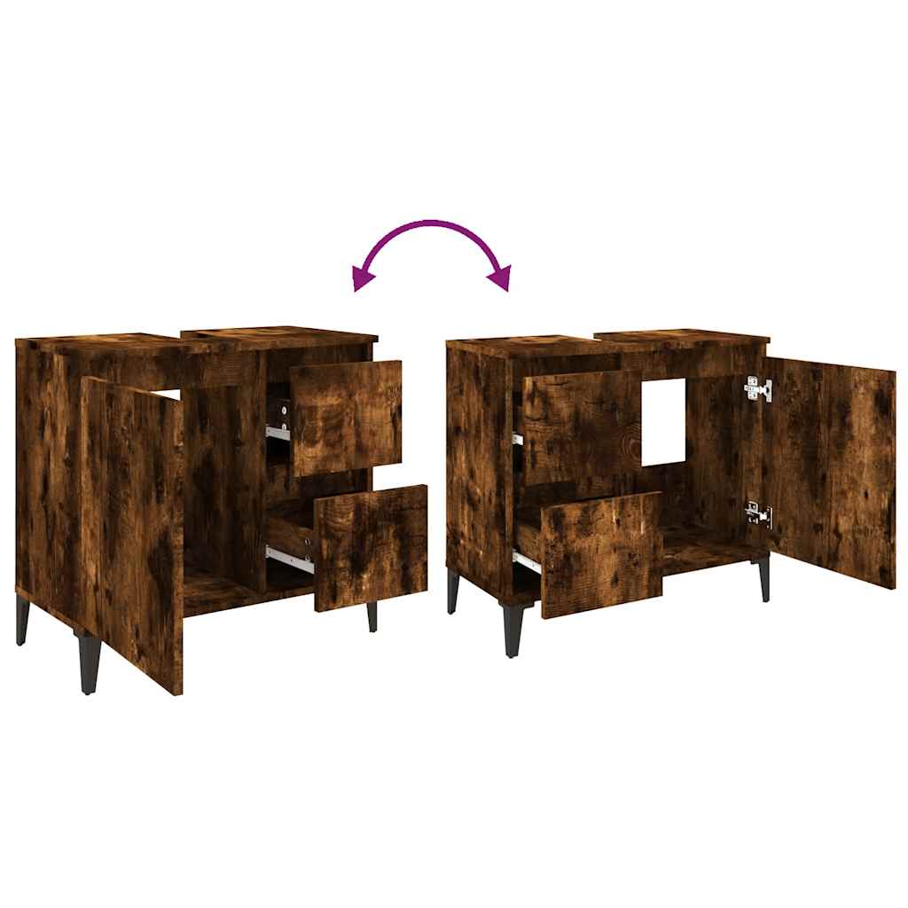 Armadietto Bagno Rovere Fumo 65x33x60 cm in Legno Multistrato | homemem39