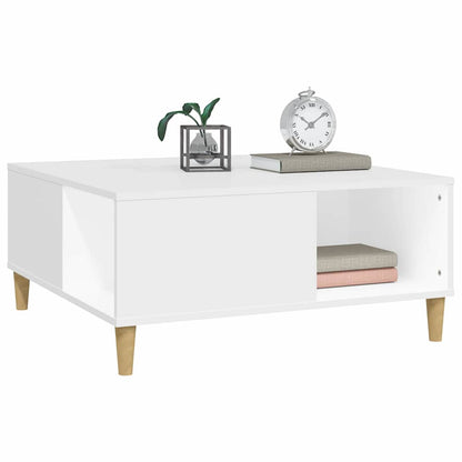 Tavolino da Salotto Bianco 80x80x36,5 cm in Legno Multistrato