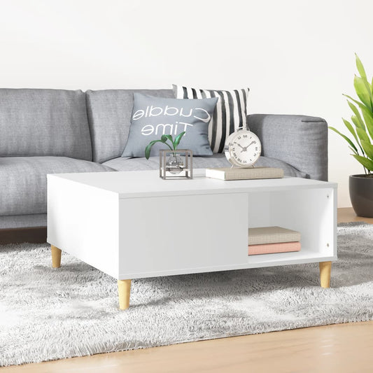 Tavolino da Salotto Bianco 80x80x36,5 cm in Legno Multistrato | homemem39
