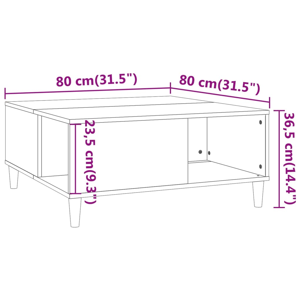 Tavolino Salotto Grigio Cemento 80x80x36,5 cm Legno Multistrato | homemem39
