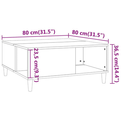 Tavolino Salotto Rovere Marrone 80x80x36,5 cm Legno Multistrato | homemem39