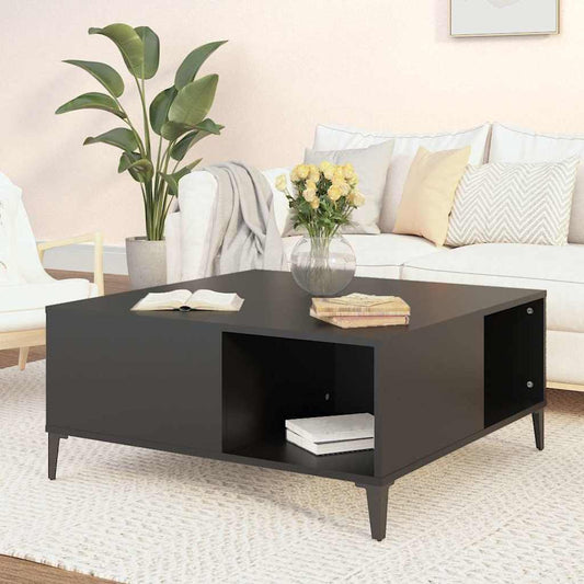 Tavolino da Salotto Nero 80x80x36,5 cm in Legno Multistrato | homemem39