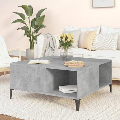 Tavolino Salotto Grigio Cemento 80x80x36,5 cm Legno Multistrato | homemem39
