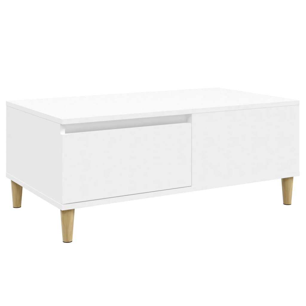 Tavolino da Salotto Bianco 90x50x36,5 cm in Legno Multistrato | homemem39