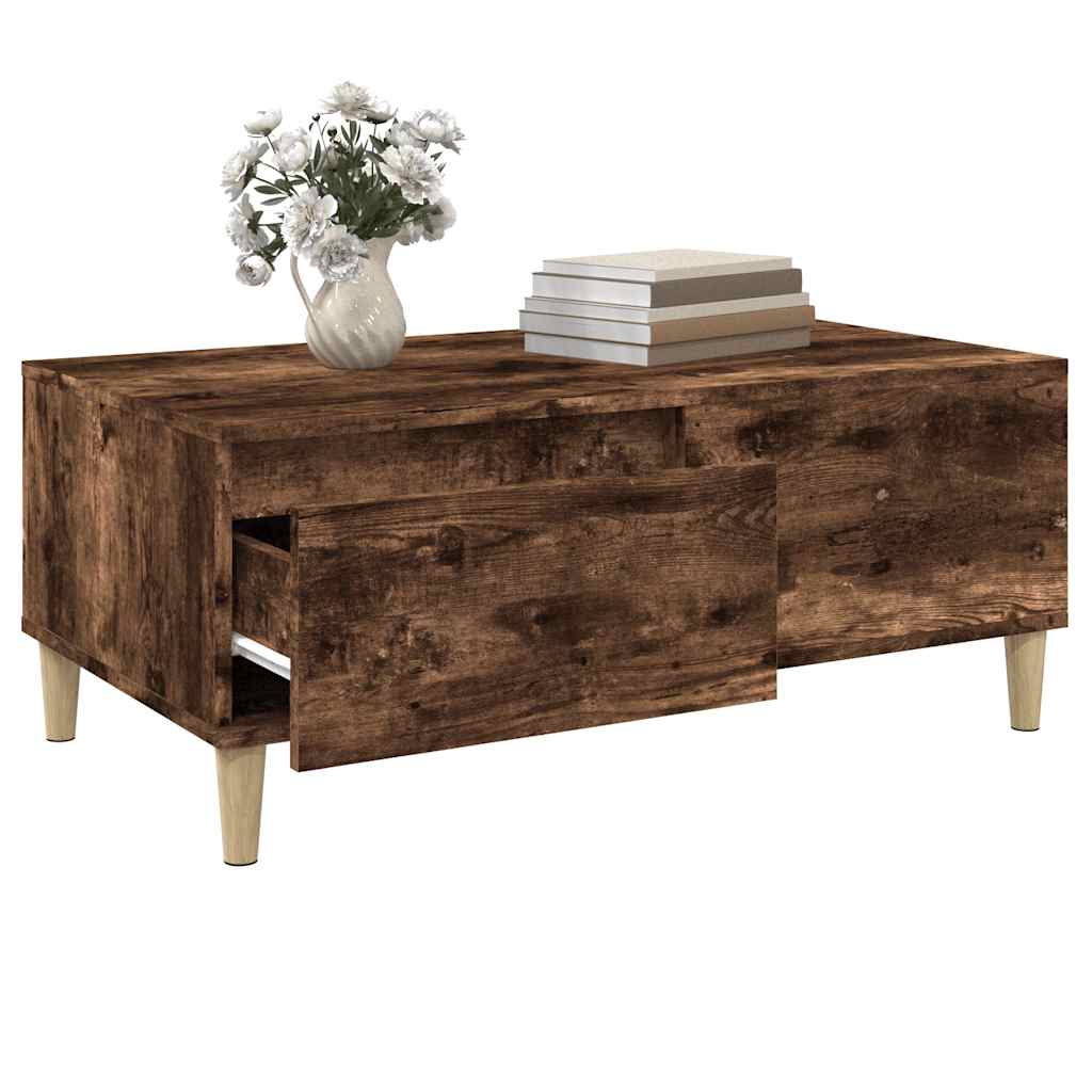 Tavolino da Salotto Rovere Fumo 90x50x36,5 cm Legno Multistrato | homemem39