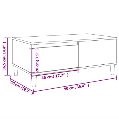 Tavolino da Salotto Rovere Fumo 90x50x36,5 cm Legno Multistrato | homemem39