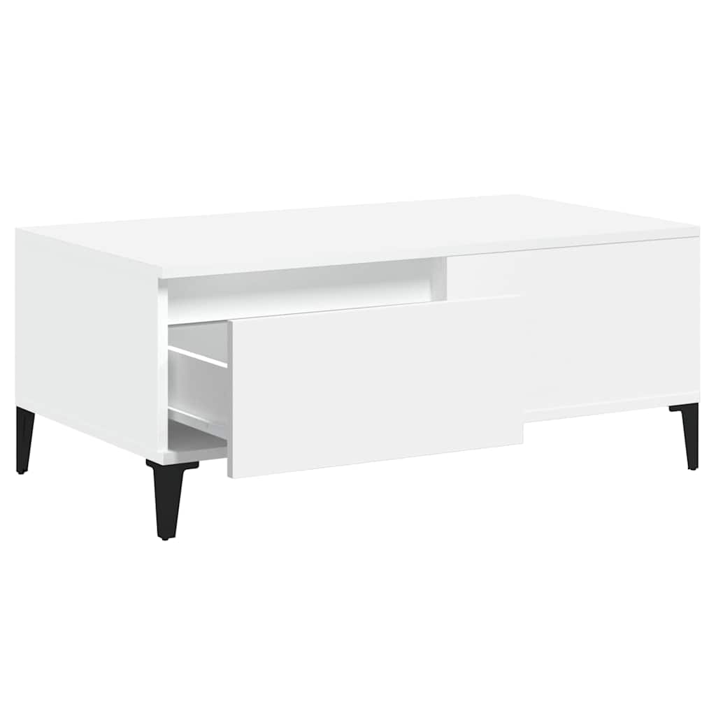 Tavolino da Salotto Bianco 90x50x36,5 cm in Legno Multistrato