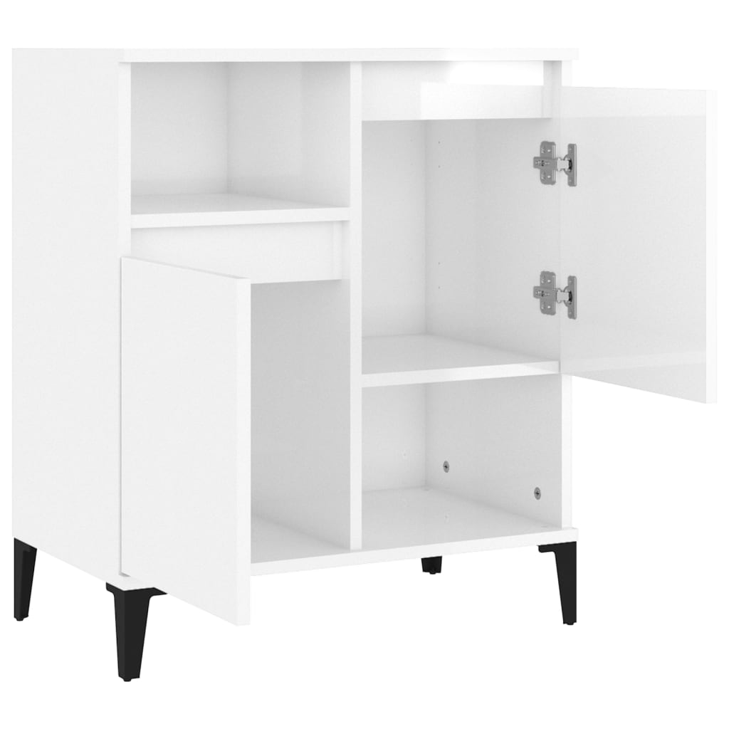 Credenza Bianco Lucido 60x35x70 cm in Legno Multistrato - homemem39