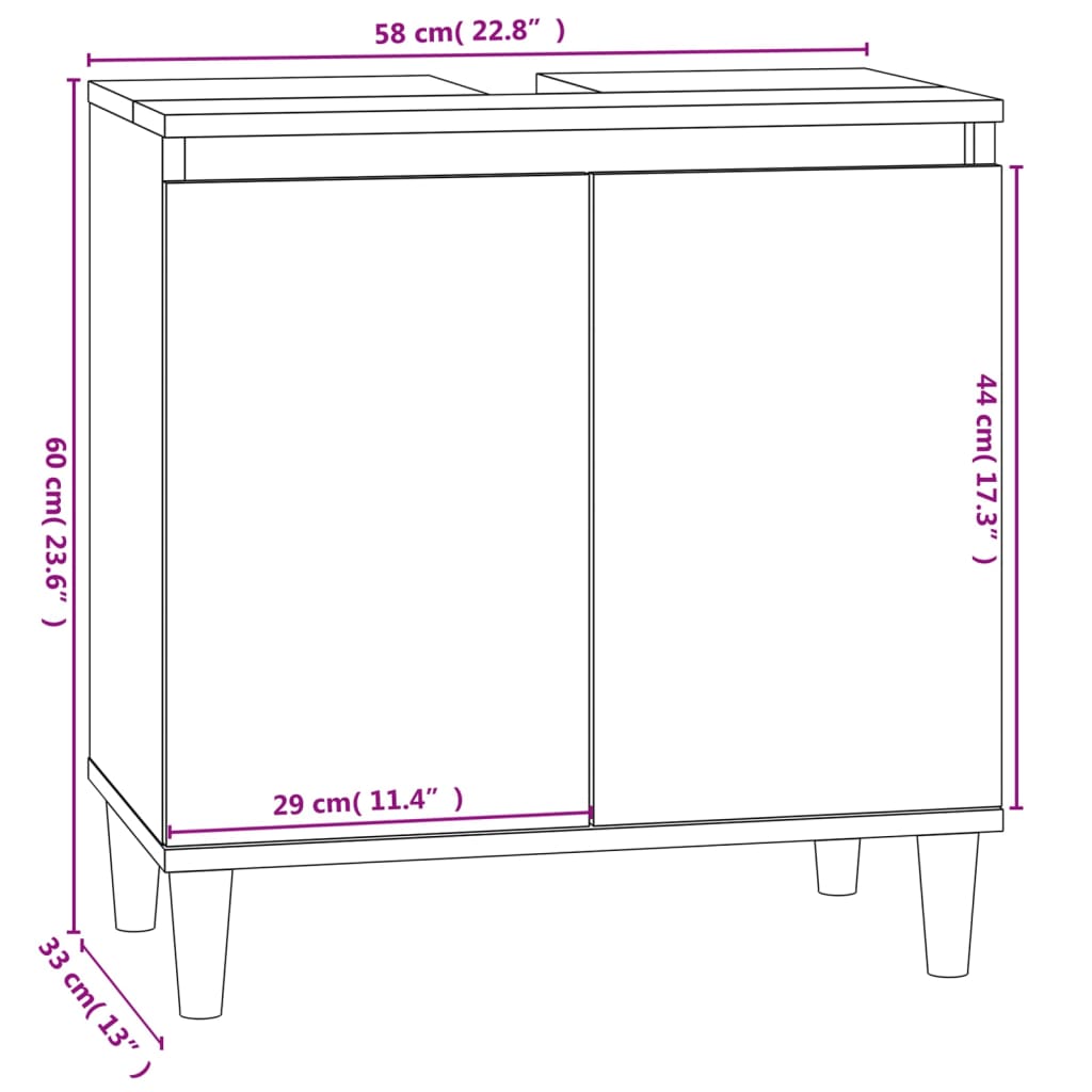 Mobile Lavabo Bianco 58x33x60 cm in Legno Multistrato - homemem39