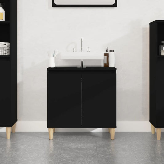 Mobile Lavabo Nero 58x33x60 cm in Legno Multistrato - homemem39