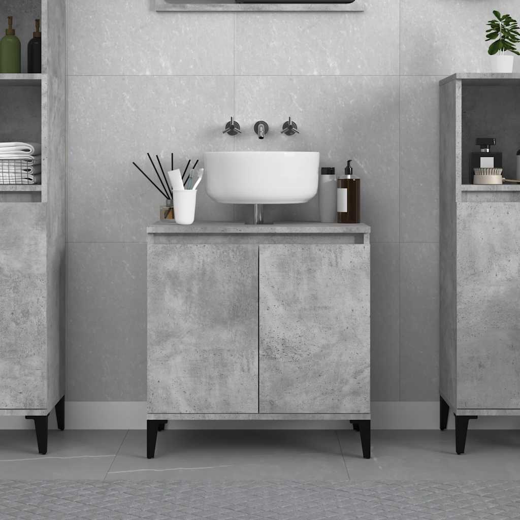 Mobile Lavabo Grigio Cemento 58x33x60 cm in Legno Multistrato | homemem39