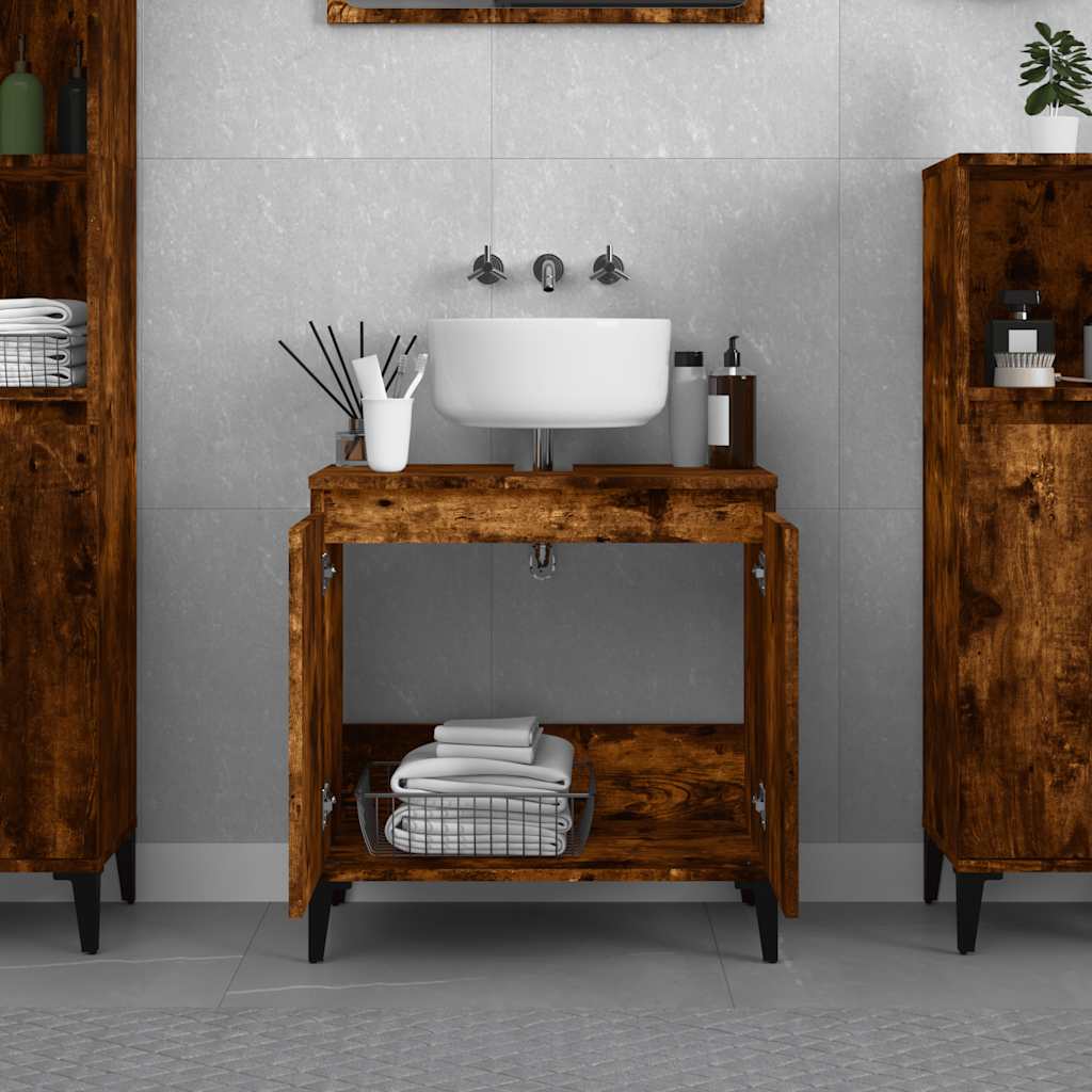 Mobile Lavabo Rovere Fumo 58x33x60 cm in Legno Multistrato | homemem39