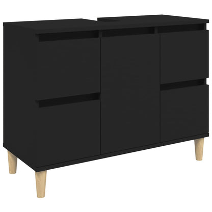 Mobile Lavabo Nero 80x33x60 cm in Legno Multistrato - homemem39