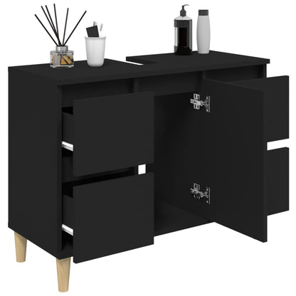 Mobile Lavabo Nero 80x33x60 cm in Legno Multistrato - homemem39