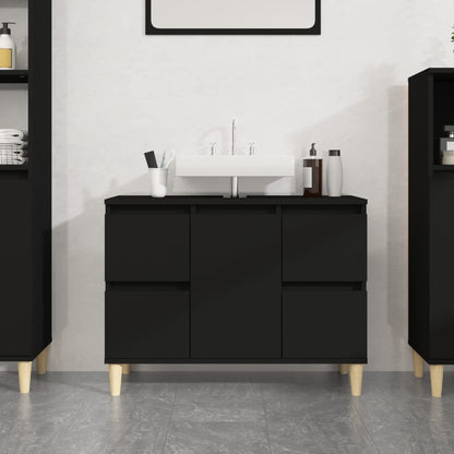 Mobile Lavabo Nero 80x33x60 cm in Legno Multistrato - homemem39