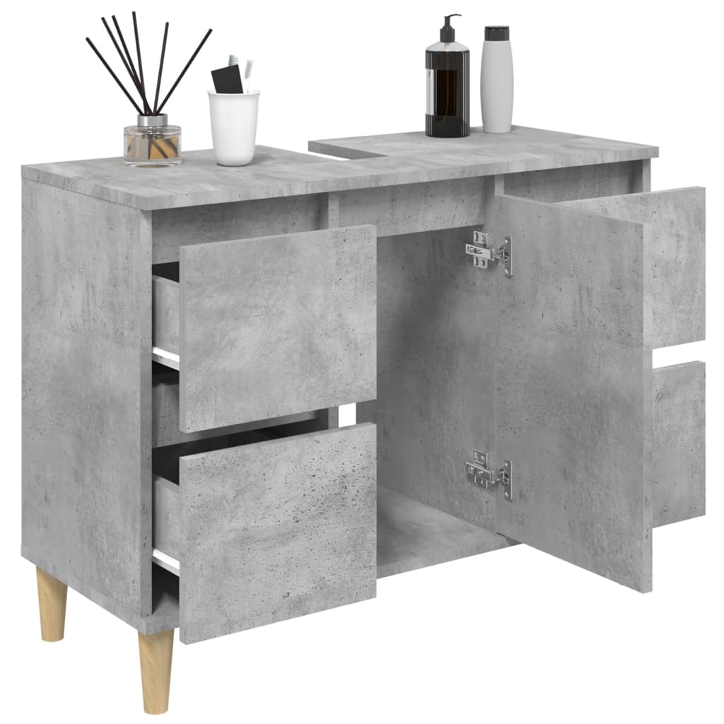 Mobile Lavabo Grigio Cemento 80x33x60 cm in Legno Multistrato - homemem39