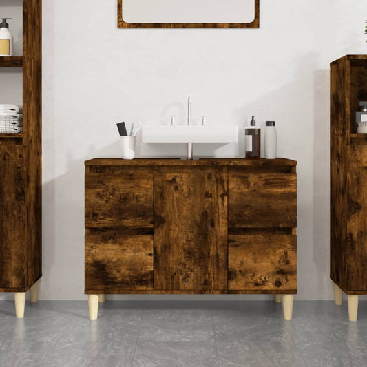 Mobile Lavabo Rovere Fumo 80x33x60 cm in Legno Multistrato | homemem39