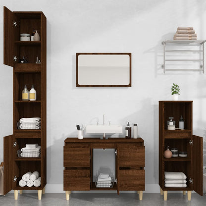 Mobile Lavabo Rovere Marrone 80x33x60 cm in Legno Multistrato