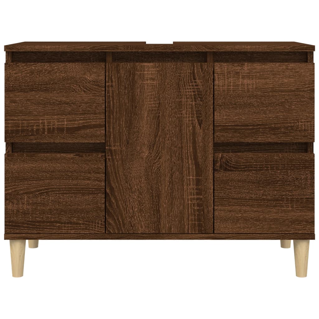 Brown Oak Washbasin Cabinet 80x33x60 cm in Multilayer Wood