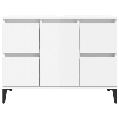 Mobile Lavabo Bianco Lucido 80x33x60 cm in Legno Multistrato - homemem39