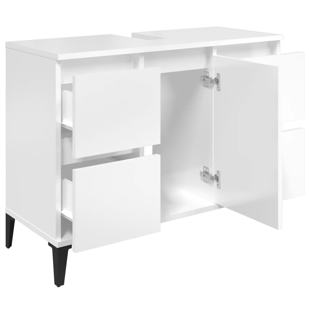 Mobile Lavabo Bianco Lucido 80x33x60 cm in Legno Multistrato - homemem39