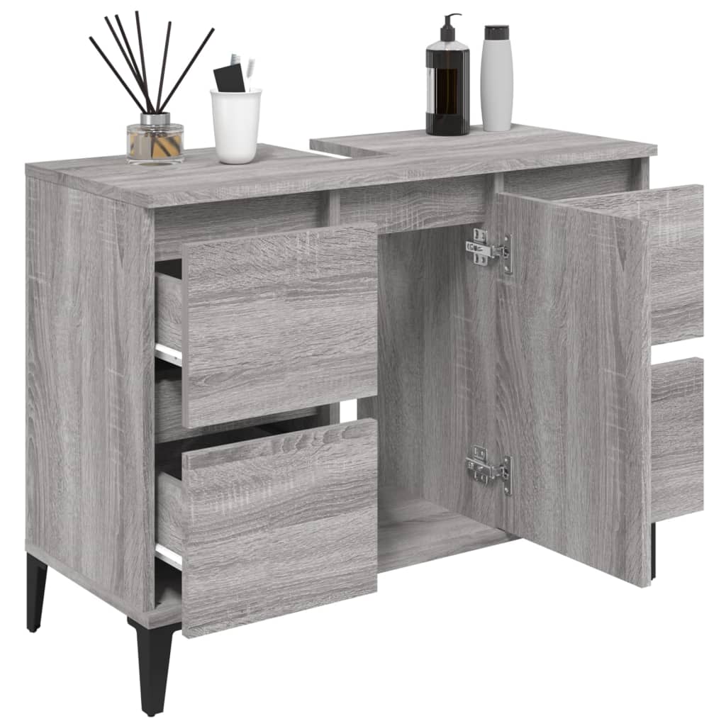 Mobile Lavabo Grigio Sonoma 80x33x60 cm in Legno Multistrato - homemem39