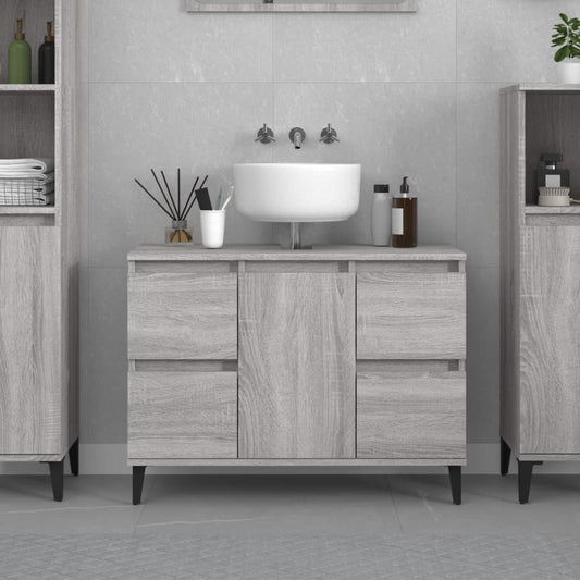 Mobile Lavabo Grigio Sonoma 80x33x60 cm in Legno Multistrato | homemem39