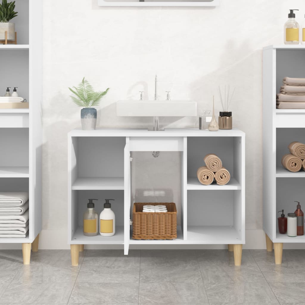 Mobile Lavabo Bianco 80x33x60 cm in Legno Multistrato | homemem39
