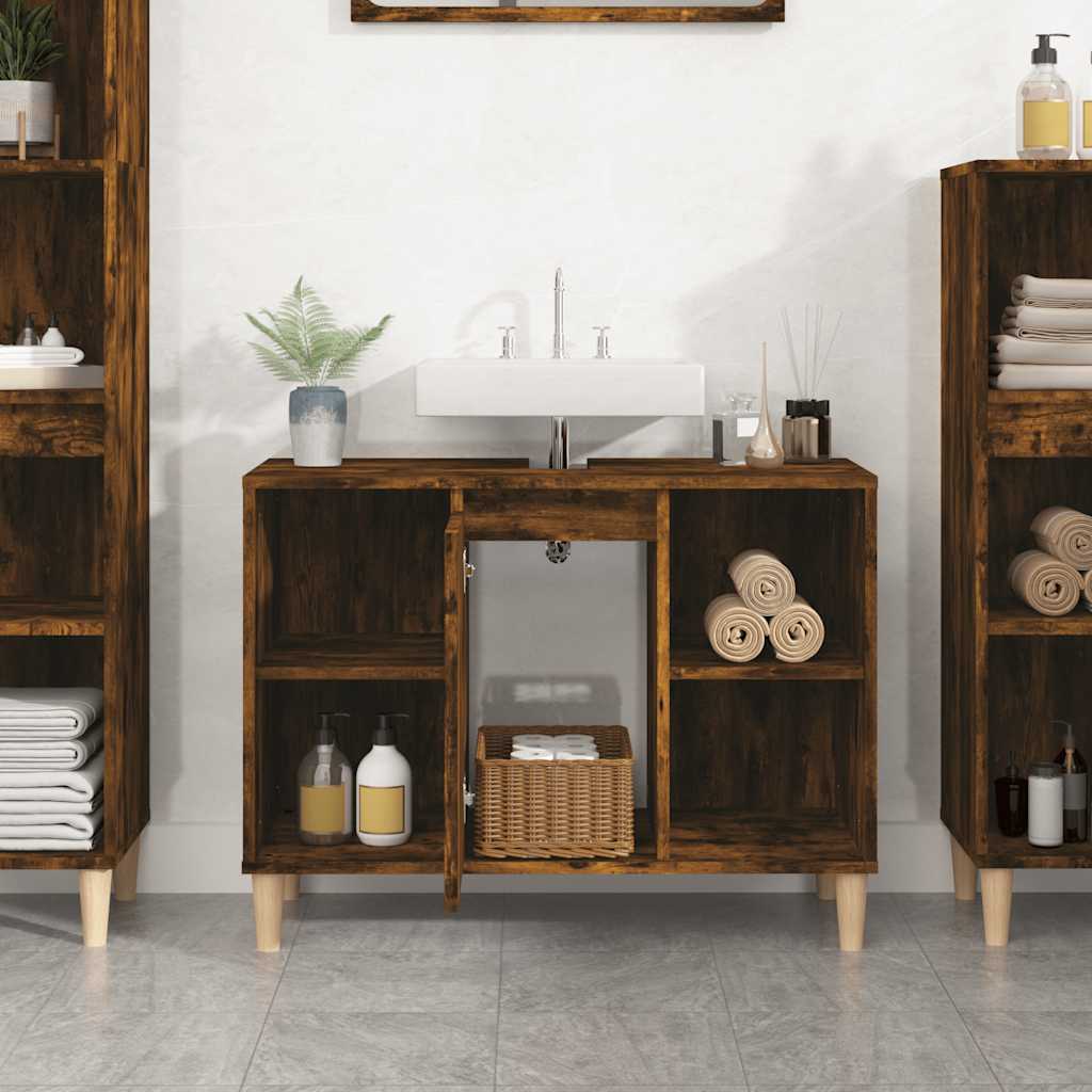 Mobile Lavabo Rovere Fumo 80x33x60 cm in Legno Multistrato | homemem39