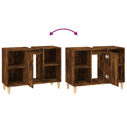 Mobile Lavabo Rovere Fumo 80x33x60 cm in Legno Multistrato | homemem39