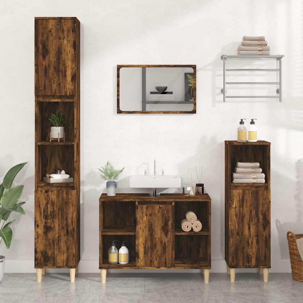 Mobile Lavabo Rovere Fumo 80x33x60 cm in Legno Multistrato | homemem39