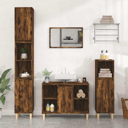 Mobile Lavabo Rovere Fumo 80x33x60 cm in Legno Multistrato | homemem39