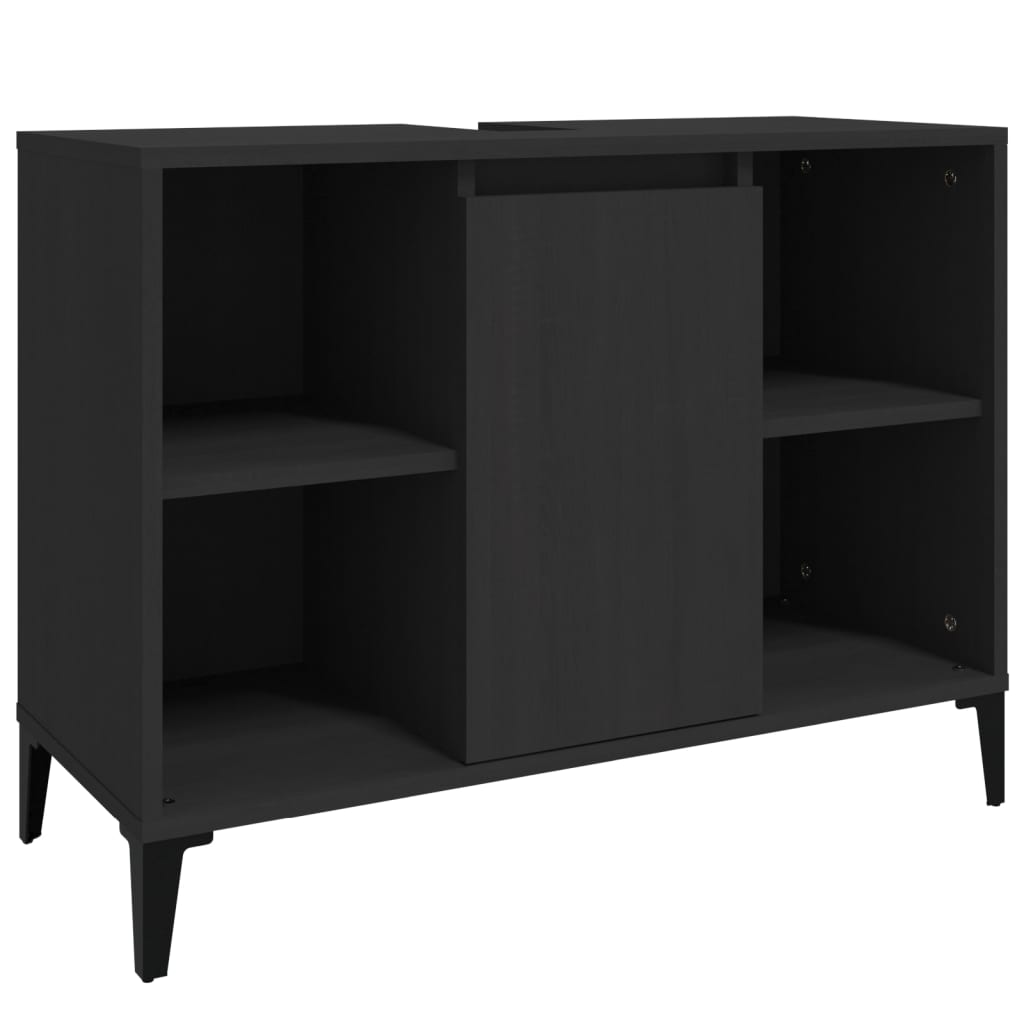 Mobile Lavabo Nero 80x33x60 cm in Legno Multistrato | homemem39
