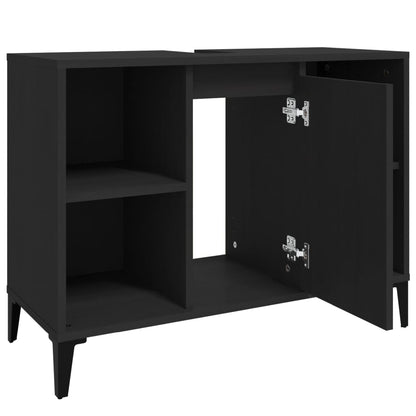 Mobile Lavabo Nero 80x33x60 cm in Legno Multistrato | homemem39