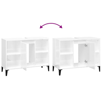 Mobile Lavabo Bianco Lucido 80x33x60 cm in Legno Multistrato | homemem39