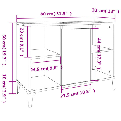 Mobile Lavabo Bianco Lucido 80x33x60 cm in Legno Multistrato | homemem39